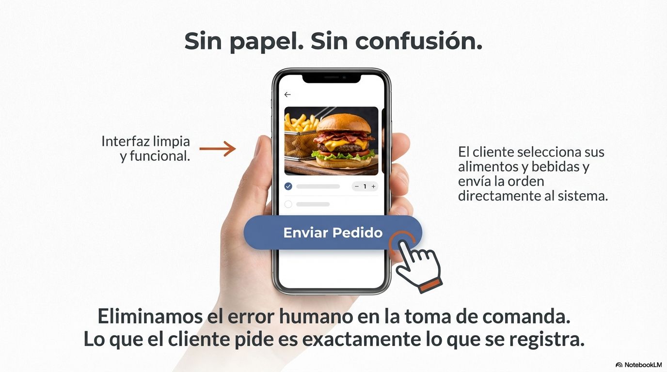 Interfaz de pedido desde el móvil